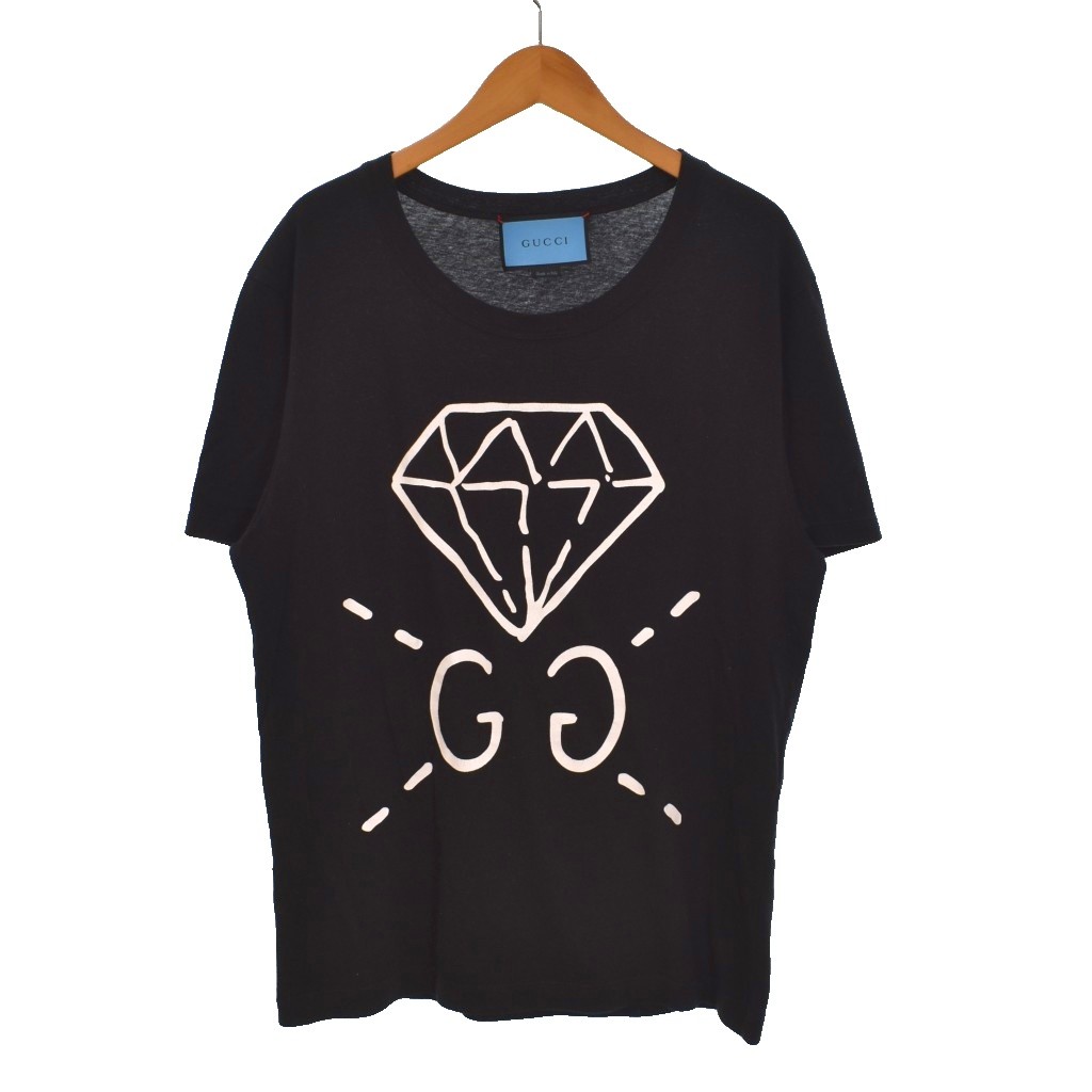 【中古】グッチ GUCCI 17SS Ghost T-shirt ティーシャツ 金剛石刷り上げる GG刷り上げる 向こう正面ひな形 XS 黒 黒いこと 白 白いこと 432086-X3E87 メンズ 【ベクター 古着】 260527