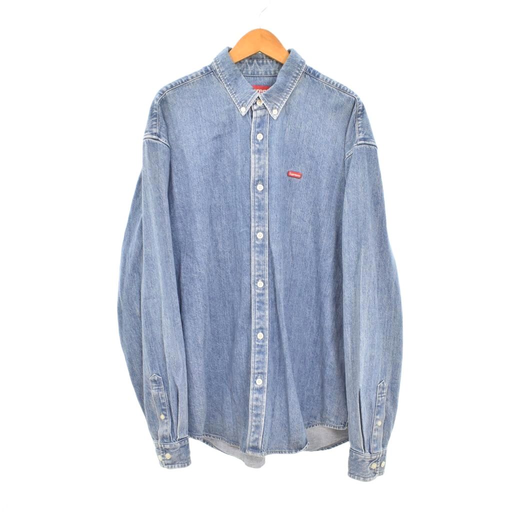 【中古】シュプリーム SUPREME 23FW Small Box Shirt Denim スモールボックス席 プルオーバー ジーンズ M 青 青碧 メンズ 【ベクター 古着】 260606