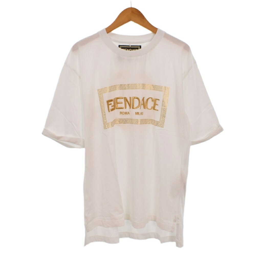 【中古】フェンディ FENDI ヴェルサーチ VERSACE 22SS フェンダーチェ FENDACE プルオーバー 半袖 メデューサ XS 白 白いこと FS7900 AJKL メンズ 【ベクター 古着】 260606