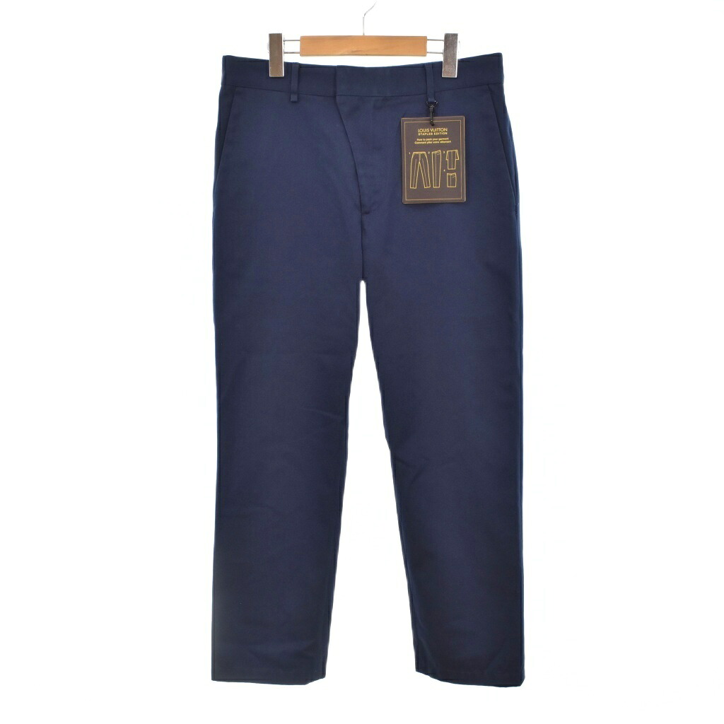 【中古】ルイヴィトン LOUIS VUITTON 19AW STAPLES EDITION ステープルズ エディション コットンポリ トラウザー チノパンツ 38 紺 ネイビー RM192Q NKO HHP41W メンズ 【ベクトル 古着】 260618｜ブランド古着ベクトルプレミアム店