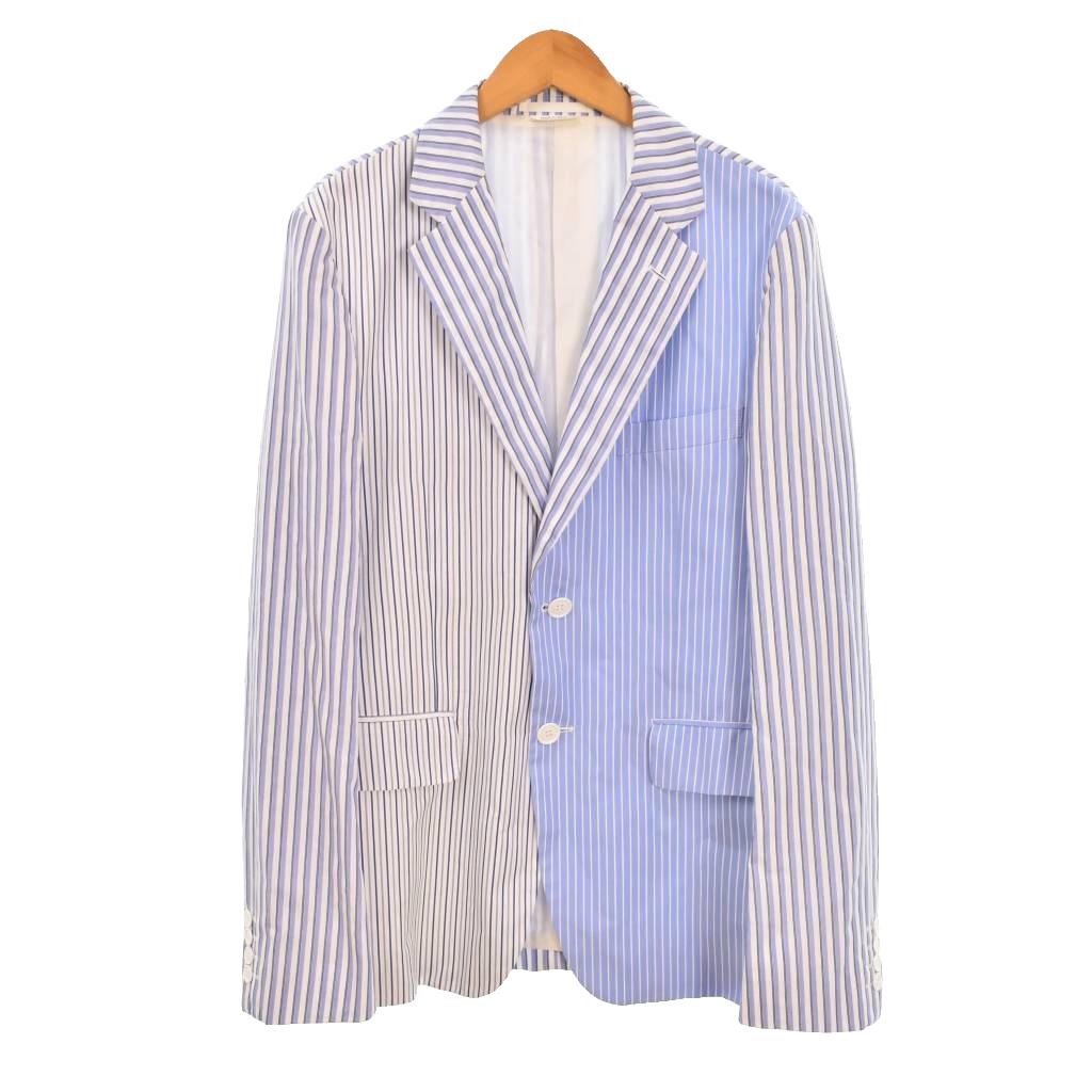 【中古】コムデギャルソンオムドゥ COMME des GARCONS HOMME DEUX 20SS AD2019 テーラードジャケット ブレザー ストライプ S 水色 ライトブルー DE-J054 メンズ 【ベクトル 古着】 260617｜ブランド古着ベクトルプレミアム店