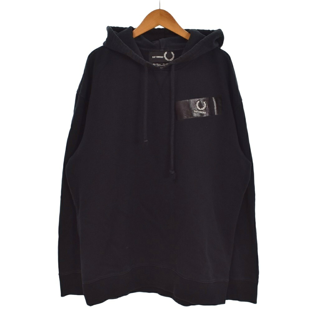 【中古】ラフシモンズ RAF SIMONS × FRED PERR フレッドペリー パーカー フーディー ロゴ刺繍 ワンポイント 38 黒 ブラック 白 ホワイト SM3085/102/02095/348 メンズ 【ベクトル 古着】 260706|ブランド古着ベクトルプレミアム店