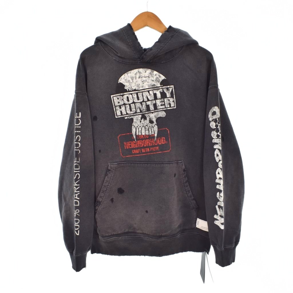 【中古】ネイバーフッド NEIGHBORHOOD BOUNTY HUNTER SAVAGE SWEAT HOODIE LS スウェット フーディー パーカー ダメージ加工 S グレー 251OKBHN-CSM01 メンズ 【ベクトル 古着】 260711|ブランド古着ベクトルプレミアム店