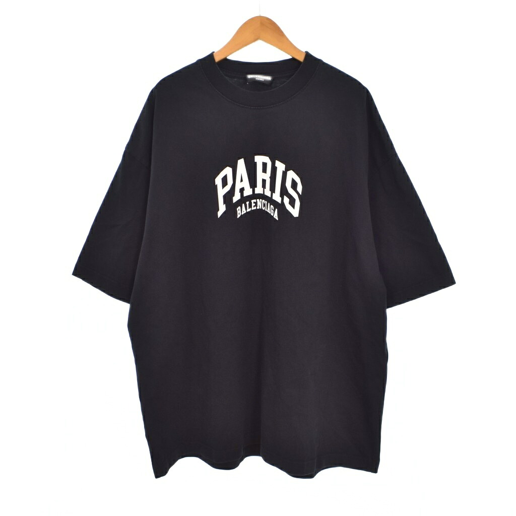 【中古】バレンシアガ BALENCIAGA 22AW CITIES PARIS MEDIUM FIT T-SHIRT パリ ロゴプリント Tシャツ 半袖 XL 黒 ブラック 612966 メンズ 【ベクトル 古着】 260721｜ブランド古着ベクトルプレミアム店