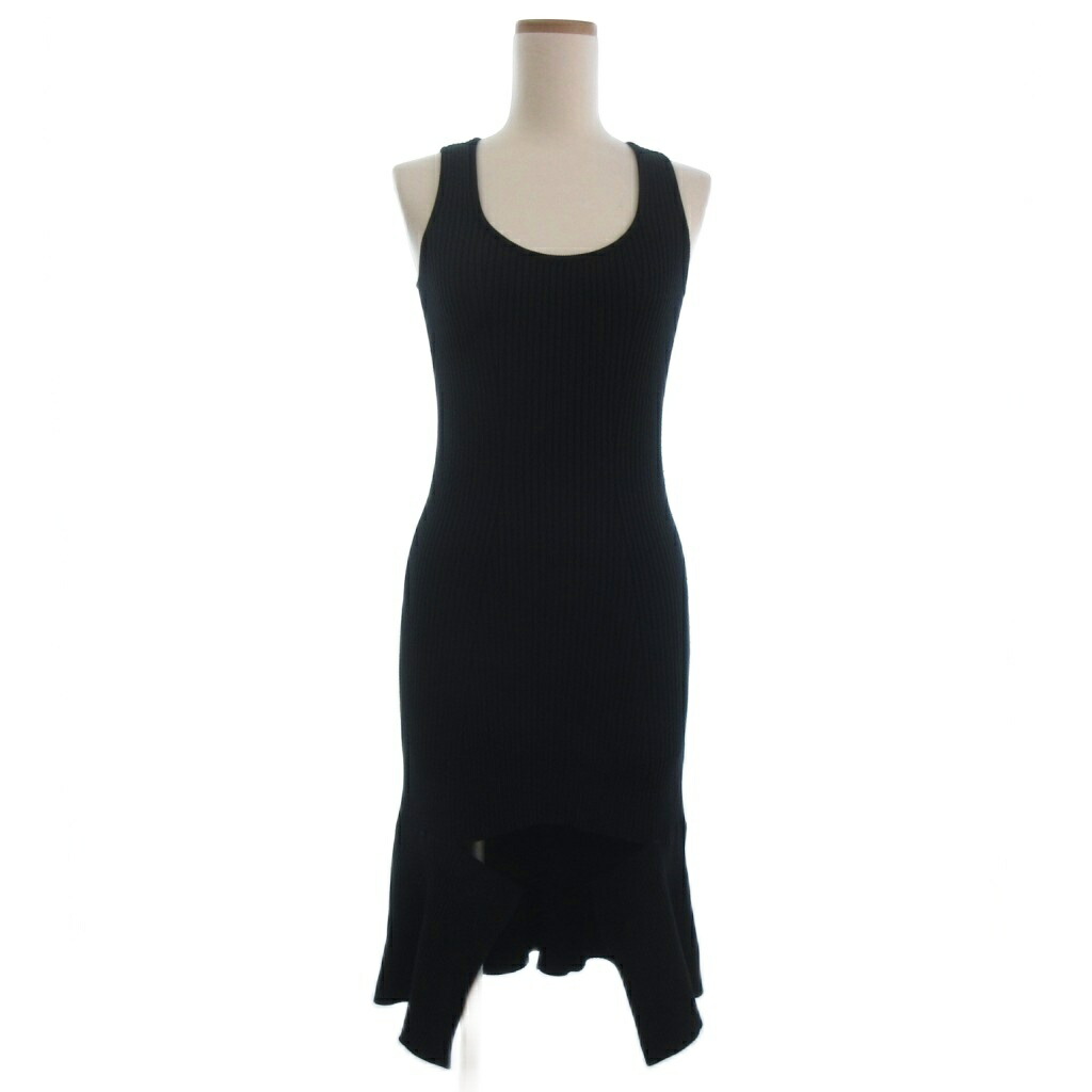【中古】ジバンシィ GIVENCHY リブ ニット ワンピース ヘムデザイン ノースリーブ ウール シルク混 黒 ブラック XS ☆AA★ レディース 【ベクトル 古着】 251129