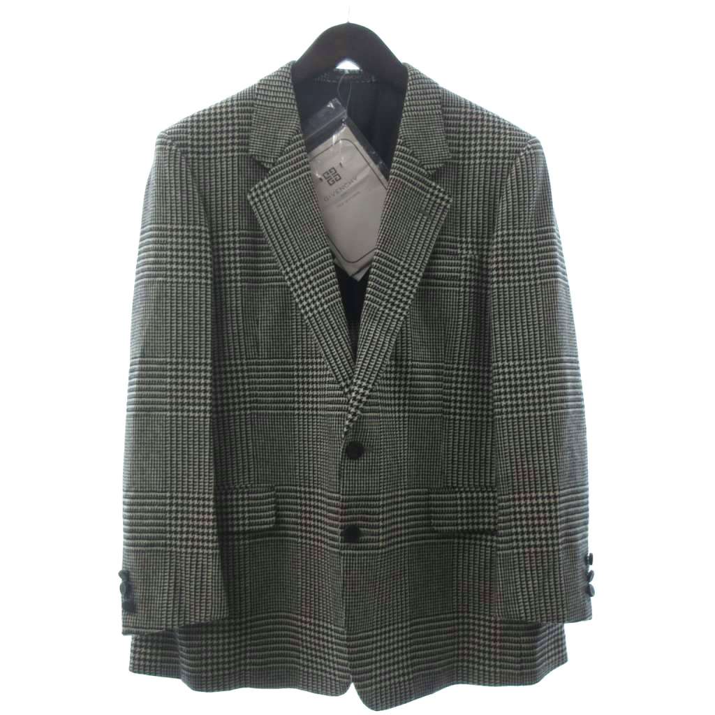 【中古】ジバンシィ GIVENCHY 美品 テーラードジャケット 長袖 チェック 背抜き ウール XL ■GY14 メンズ 【ベクトル 古着】 251223