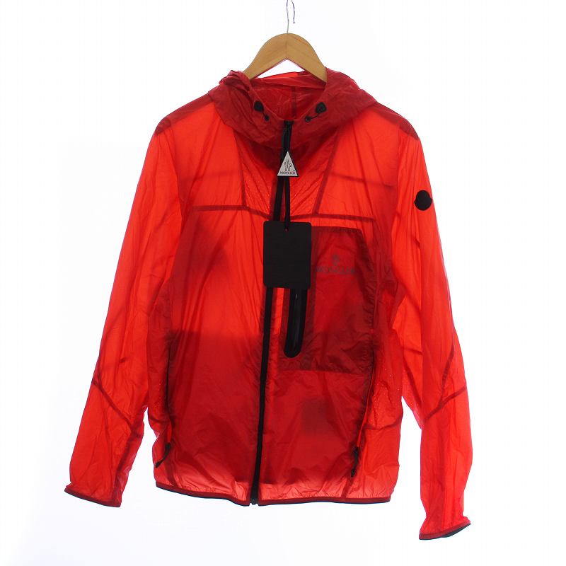 【中古】未当て嵌める品 モンク線路 MONCLER 23SS DIADEM ナイロン 上衣 パーカー 上衣 ジップアップ ロゴタイプ 薄っぺら 2 M 赤 赤いこと ■GY18 /MQ メンズ 【ベクター 古着】 250613