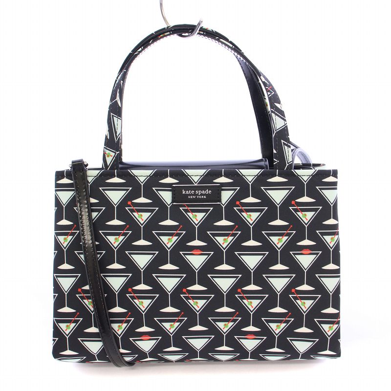 【中古】ケイトスペード KATE SPADE サムアイコンマティーニスモールトート 2WAY ハンドバック ショルダーバッグ 総額 ロゴタイプ 黒 黒いこと KD007 /BB レディース 【ベクター 古着】 250818
