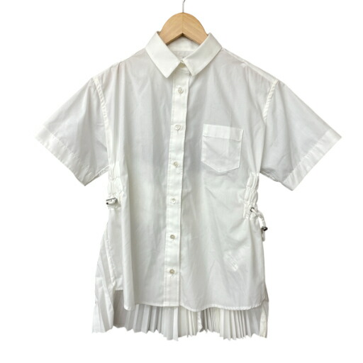 【中古】サカイ sacai カットアウト プリーツ シャツ ブラウス 半袖 18-03988 1 白 ホワイト レディース 【ベクトル 古着】 250921｜ブランド古着ベクトルプレミアム店