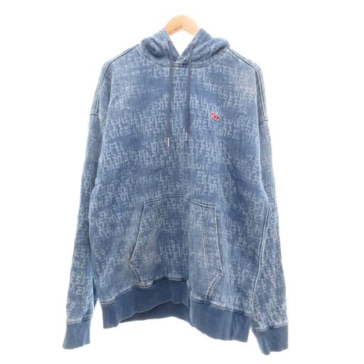 【中古】ディーゼル DIESEL D-UM-RIB-NE ティーシャツ パーカー ウォッシュ工業 オーバルD ロゴタイプ 総柄 XL 点火装置青碧 /UO ■GY1 メンズ 【ベクター 古着】 251120
