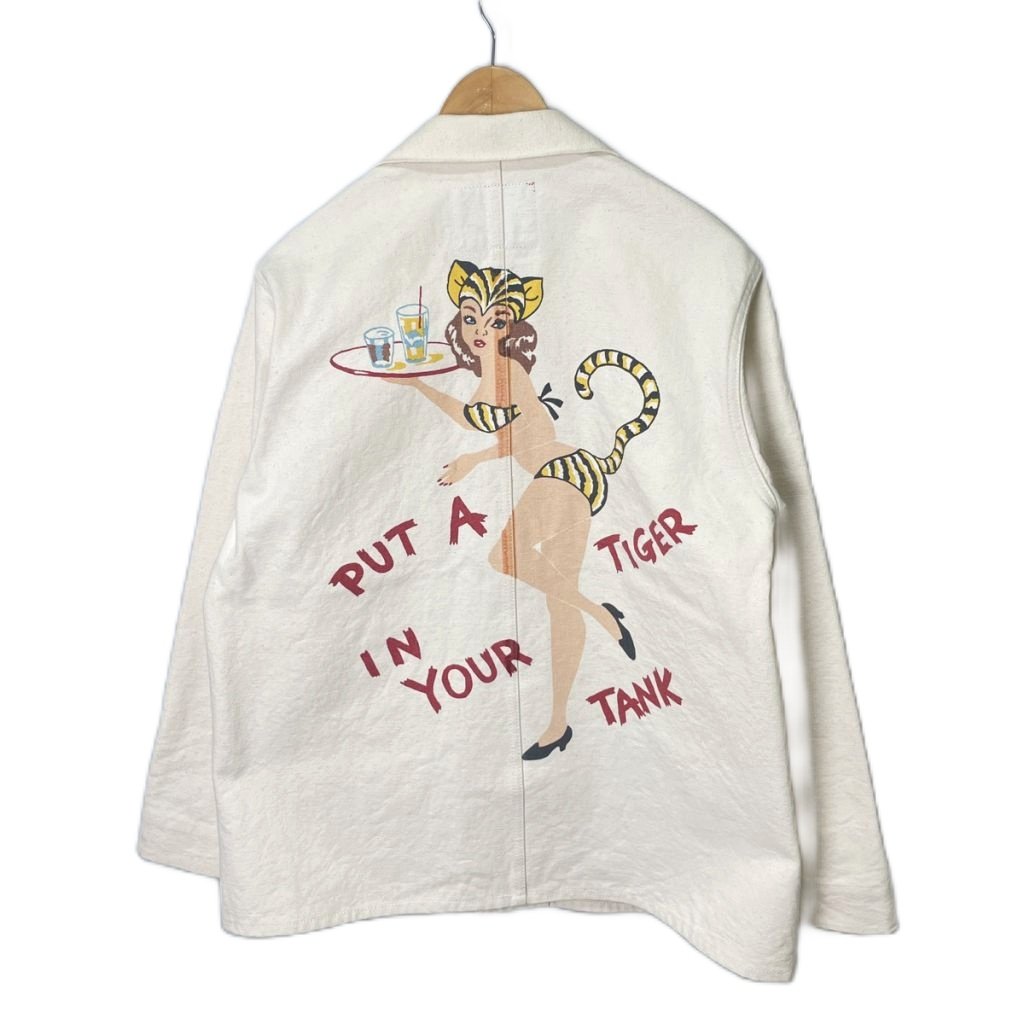 【中古】グルービン ハイ THE GROOVIN HIGH カバーオール ジャケット バックプリント XL ホワイト メンズ 【ベクトル 古着】 251207