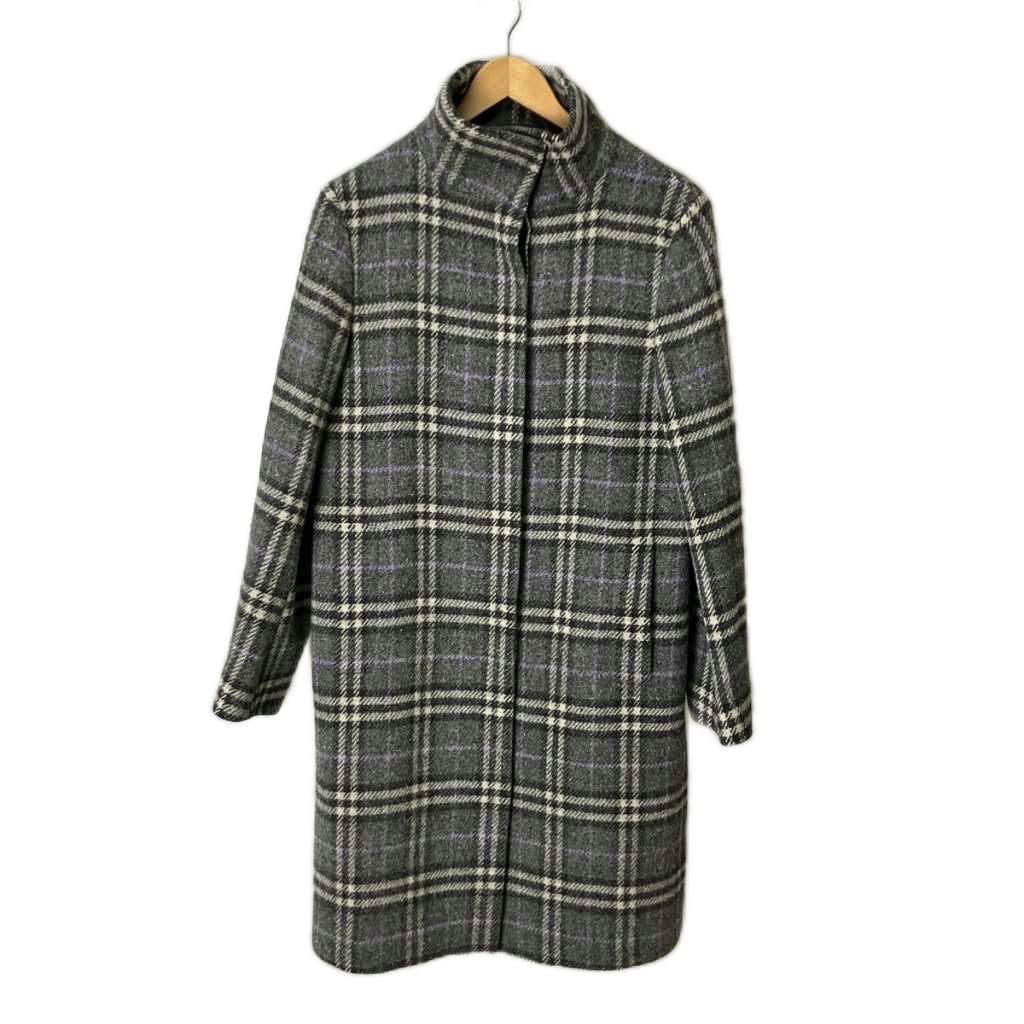 【中古】赤ちょうちんバリー 英国の首都 BURBERRY LONDON 羊毛100％ ノバチェック ハイネック ロング厚地の外套 USA6 薄墨色 レディース 【ベクター 古着】 260104