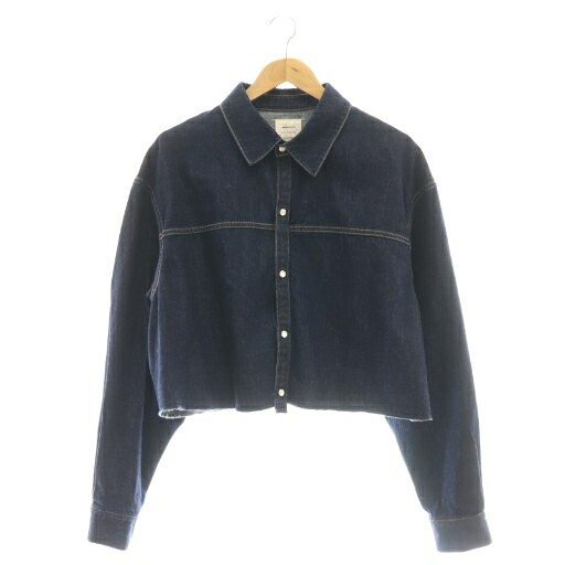 【中古】クロ KURO 23AW IENA別注 クロップドデニムシャツ 1 ネイビー /DF ■OS レディース 【ベクトル 古着】 260308