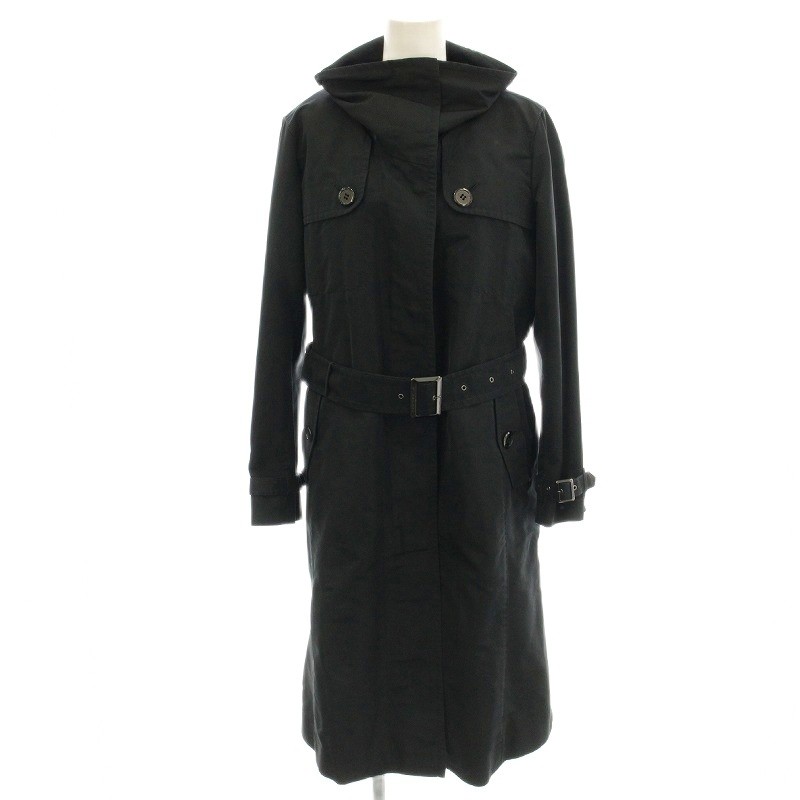 【中古】赤ちょうちんバリー 英国の首都 BURBERRY LONDON ラインドライブ付トレンチコート ナイロン ロング 厚地の外套 40 黒 黒いこと FR368-785-09 /☆G  【ベクター 古着】 260308