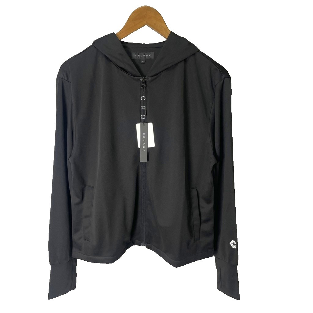 【中古】クロノス CRONOS ジップアップパーカー ブルゾン ロゴ 長袖 PK-2457 M ブラック レディース 【ベクトル 古着】 260319