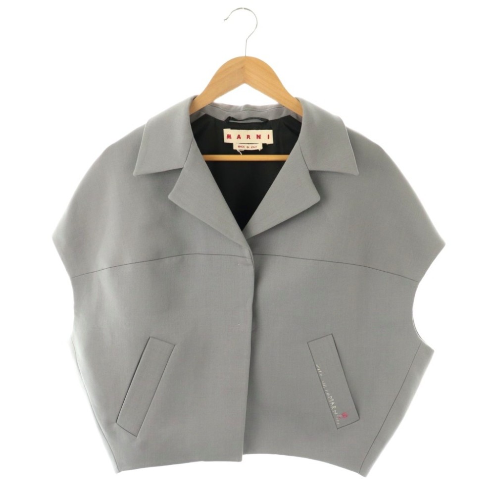 【中古】マルニ MARNI 24SS ラウンドスリーブレスジャケット 40 グレー JKMA0300SU /DO ■OS レディース 【ベクトル 古着】 260330|ブランド古着ベクトルプレミアム店
