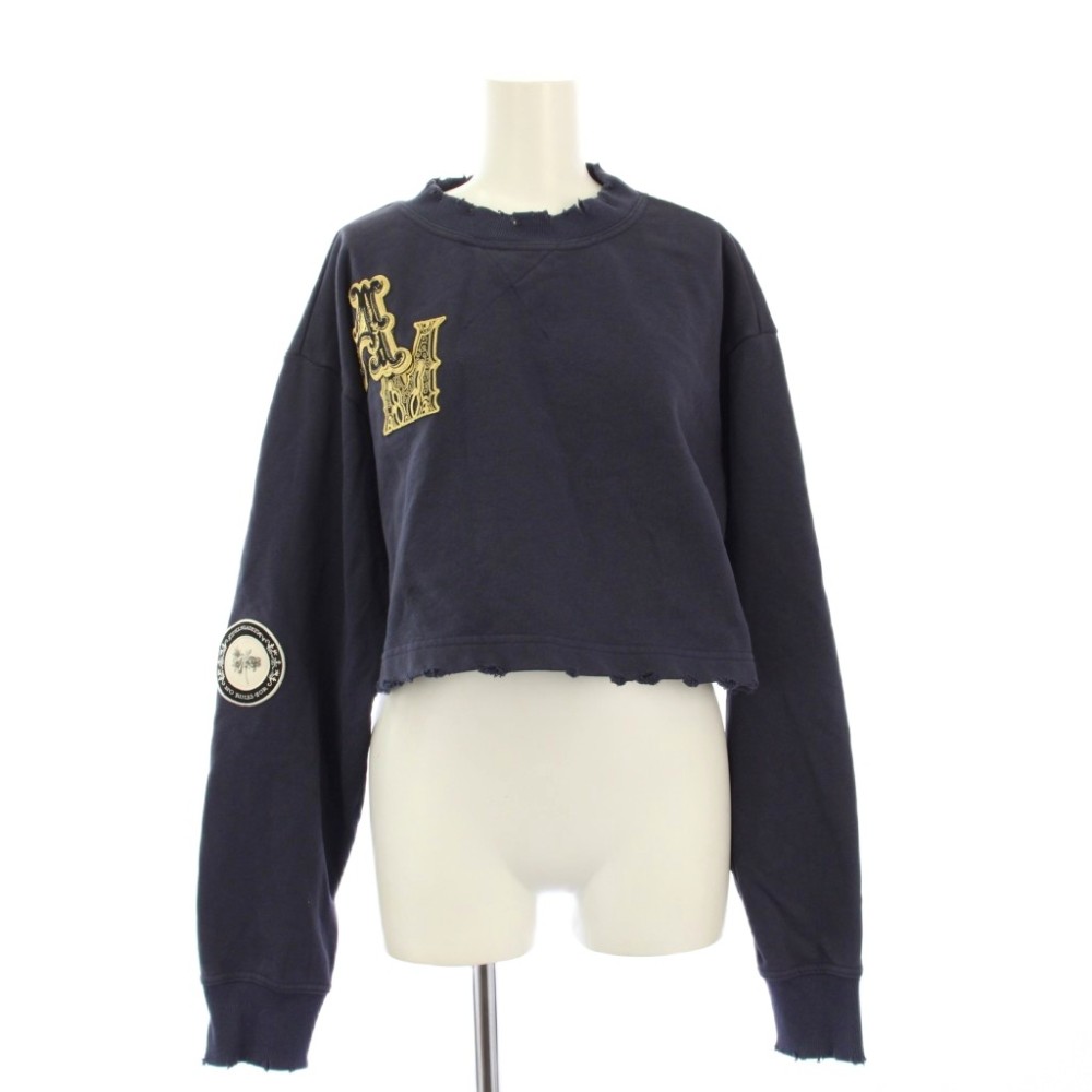 【中古】アメリヴィンテージ Ameri VINTAGE WAPPEN SWEAT TOP スウェット トレーナー ショート丈 F ネイビー /KH レディース 【ベクトル 古着】 260330