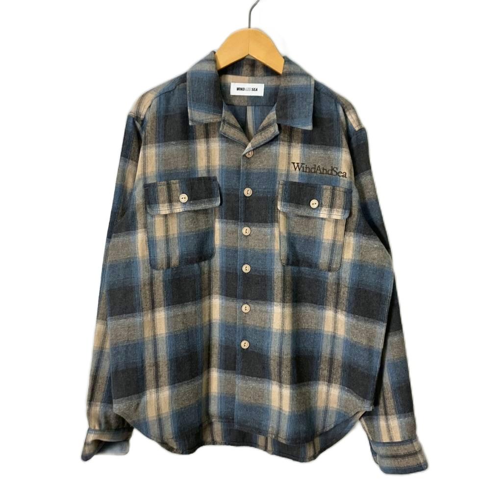 【中古】ウィンダンシー WIND AND SEA オープンカラーシャツ 開襟 オンブレチェック 心地よいプルオーバー 長袖 S 赤銅色 WDS-O-CLC-24-Q1-SH-01 メンズ 【ベクター 古着】 260511