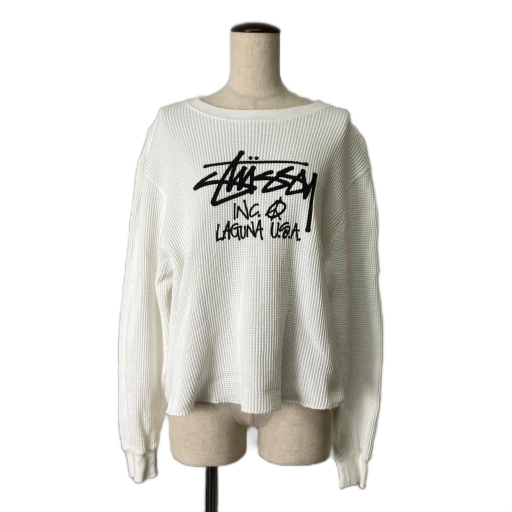 【中古】ステューシー STUSSY ワッフルカットソー サーマルカットソー 長袖 S 白いこと レディース 【ベクター 古着】 260516