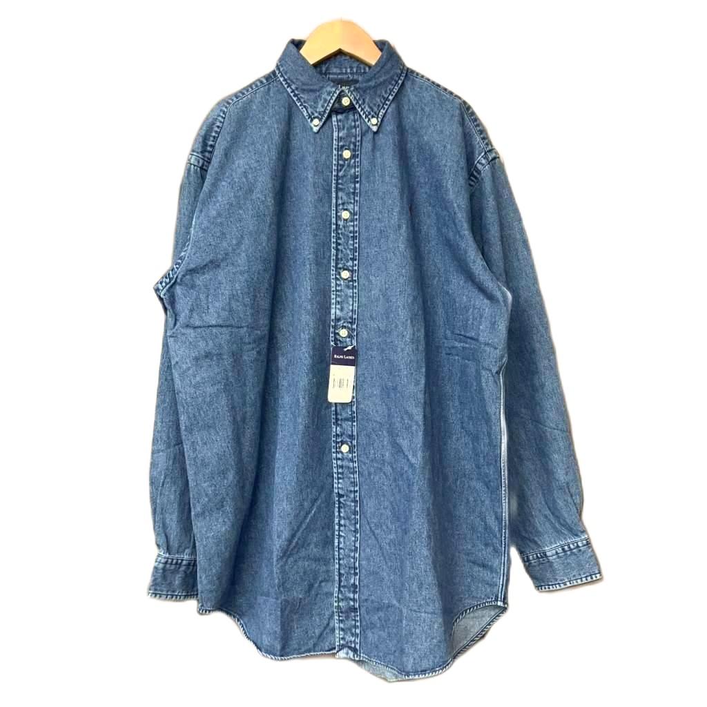 【中古】未当てはめる品 ポロ バイ ラルフローレン Polo by Ralph Lauren BLAIRE 90s ジーンズティーシャツ 名取り草落ち込む デッド棚卸し資産 ヴィンテージ M インディゴブルー ★AA☆ メンズ 【ベクター 古着】 260520