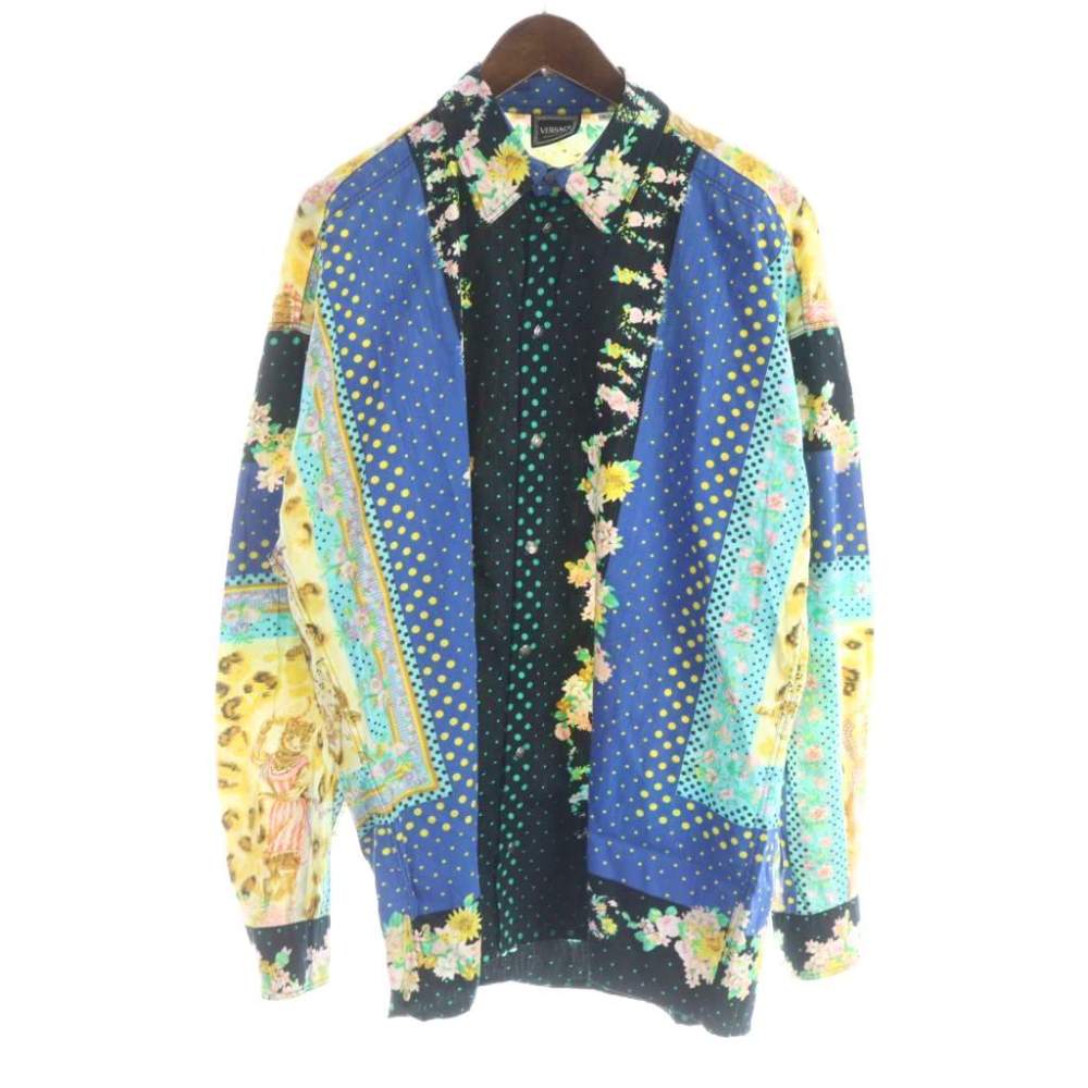 【中古】ヴェルサーチジーンズ VERSACE JEANS COUTURE イタリア製 カジュアルシャツ グラフィックプリントシャツ 長袖 メデューサ 総柄 L マルチカラー /MW ■GY18 メンズ 【ベクトル 古着】 260521|ブランド古着ベクトルプレミアム店