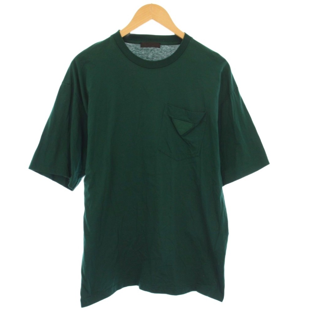 【中古】プラダ PRADA 三角形ロゴタイプ 隠し ティーシャツ カットソー 半袖 L 緑 UJN670 /KH メンズ 【ベクター 古着】 260521