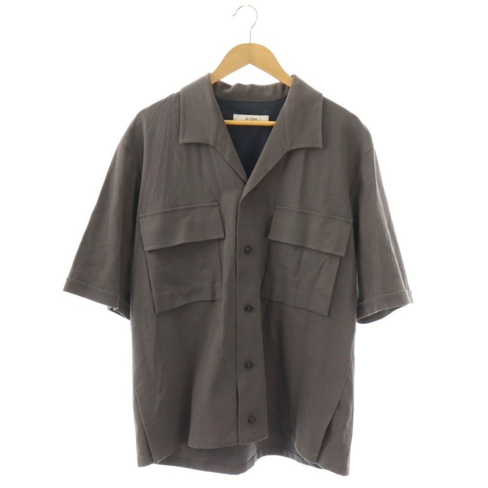 【中古】ウジョー Ujoh  Shark Collar Shirts シャークカラーシャツ 半袖 開けはなし色つや 一色つや 2 薄墨色 M761-B55-001 /BB ■SH メンズ 【ベクター 古着】 260531