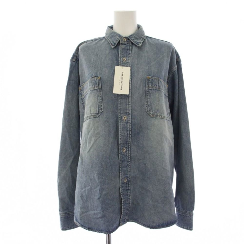 【中古】未当て嵌める品 シン地方 Shinzone 26SS VINTAGE FADED DENIM SHIRT ジーンズプルオーバー トップ 長袖 34 インディゴ  26SMSBL06 /BM レディース 【ベクター 古着】 260531
