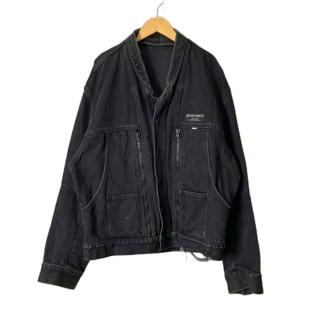 【中古】論説文 ESSAY FOLD COLLAR DENIM JACKET ジーンズ上衣 不都合産業 ONE SIZE 黒いこと ES14J-02 メンズ 【ベクター 古着】 260604