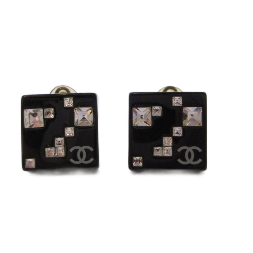 【中古】シャネル CHANEL ココマーク イヤリング 両耳用 スクエア 05A 黒 ブラック /AN47 ■OH レディース 【ベクトル 古着】 260627｜ブランド古着ベクトルプレミアム店