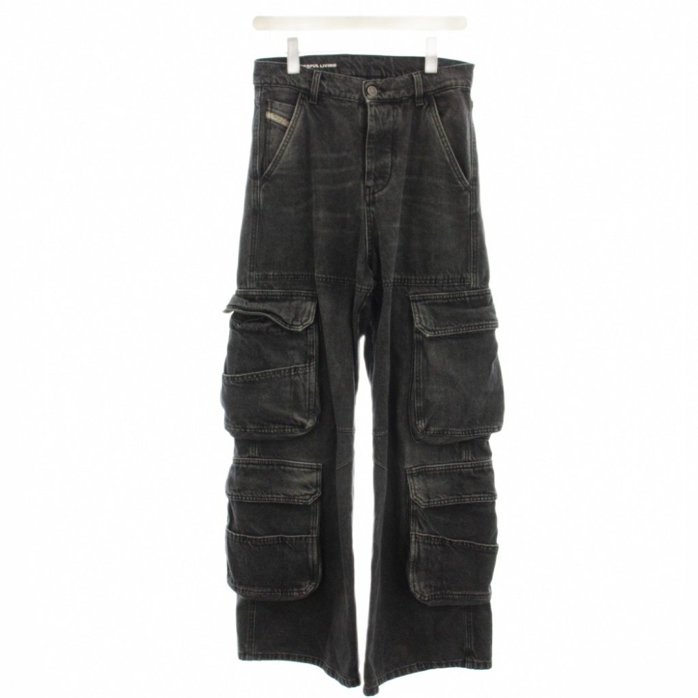 【中古】ディーゼル DIESEL D-SIRE-CARGO-S カーゴ デニムパンツ ジーンズ ボタンフライ 23 黒 ブラック /☆G レディース 【ベクトル 古着】 260723｜ブランド古着ベクトルプレミアム店