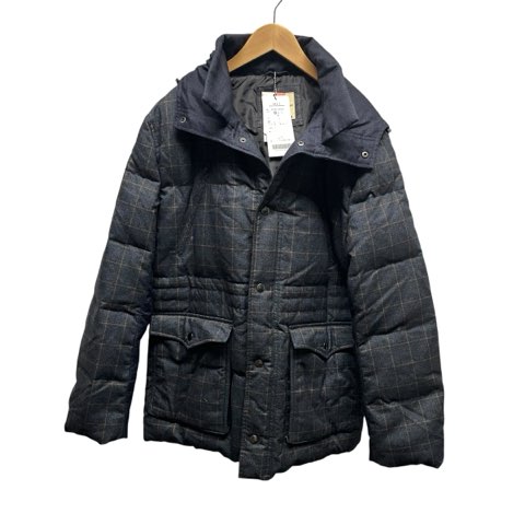 【中古】MIERU CONTEMPORARY タグ付き status ダウンジャケット アウター フード付き チェック柄 Mサイズ ネイビー メンズ 【ベクトル 古着】 250915