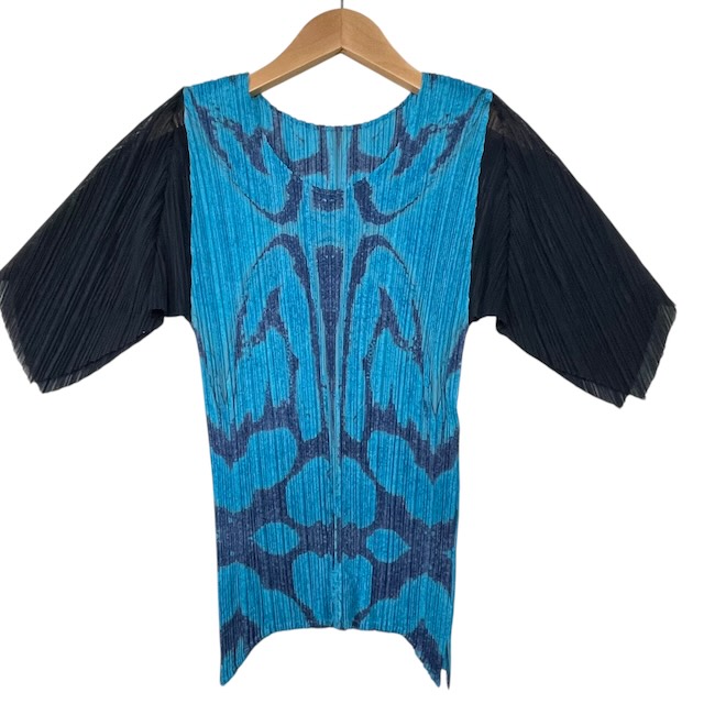 【中古】プリーツプリーズ PLEATS PLEASE イッセイミヤケ ISSEEYMIYAKE 総柄 プリーツ カットソー Tシャツ 半袖 ブルー 3 L相当 レディース 【ベクトル 古着】 260409|ブランド古着ベクトルプレミアム店