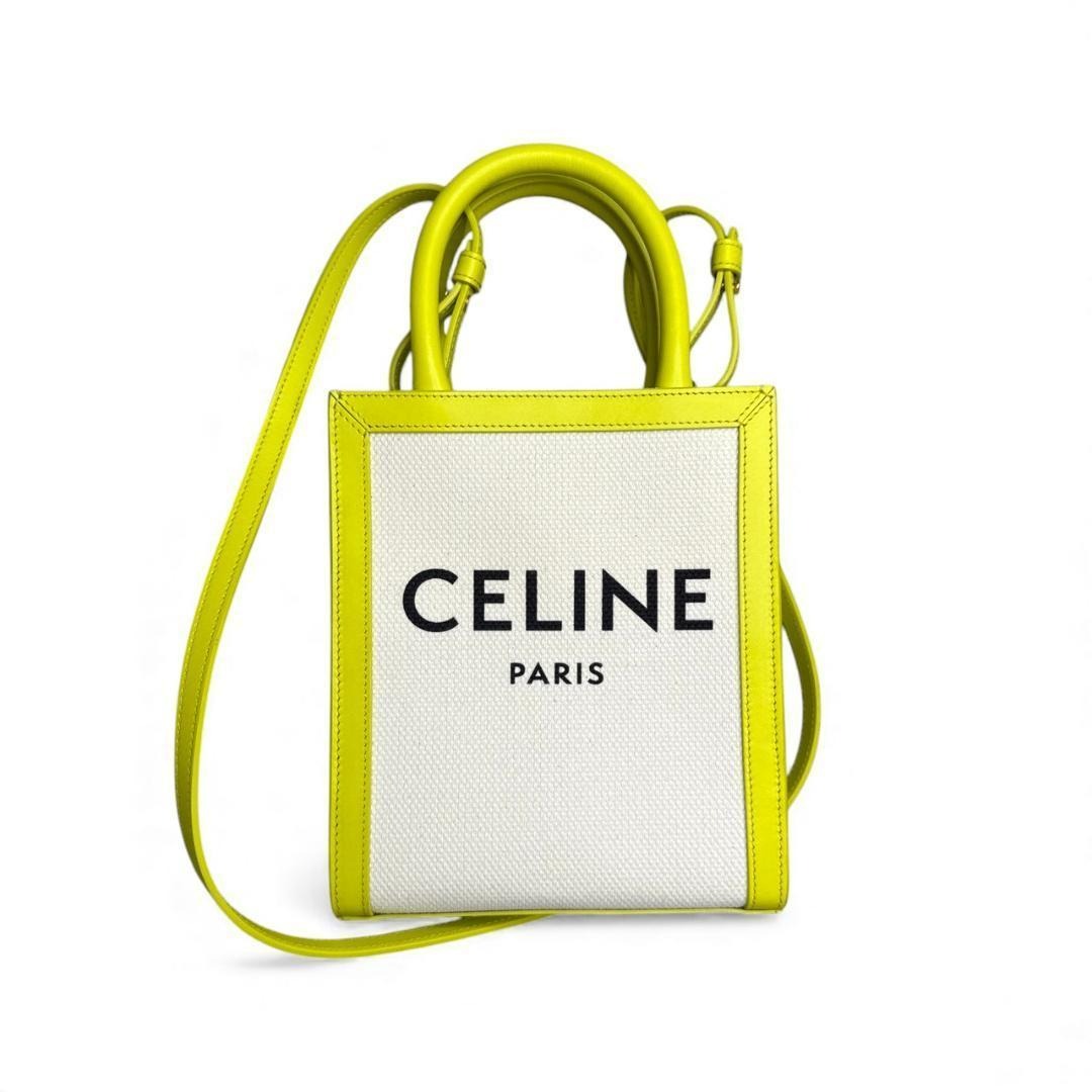 【中古】セリーヌ CELINE 美品 Mini Cabas Vertical ミニ バーティカル 河馬 193302BNZ.02IS ショルダーバッグ ロゴタイプ Natural Anis 自然的 緑であること E0321001902 0329 レディース 【ベクター 古着】 250329