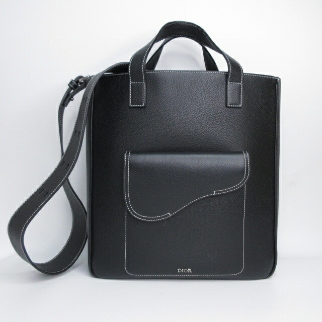 【中古】クリスチャンディオール Dior 美品 SADDLE サドル トートバッグ ショルダーバッグ なめし革 黒いこと E03280011188 0410 メンズ 【ベクター 古着】 250410