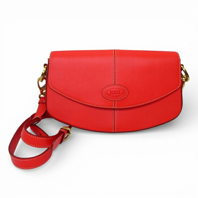 【中古】トッズ TOD'S 美品 Cバッグ ショルダーバッグ クロスボディバッグ ロゴ レザー レッド E02180526341 レディース 【ベクトル 古着】 260303｜ブランド古着ベクトルプレミアム店