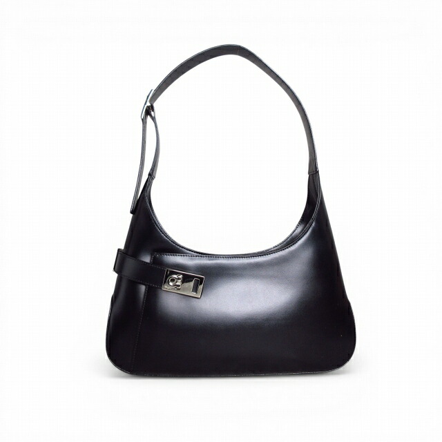 【中古】サルヴァトーレフェラガモ Salvatore Ferragamo 美品 ガンチーニ ショルダーバッグ レザー AQ-210170 ブラック E03110126297 レディース 【ベクトル 古着】 260327