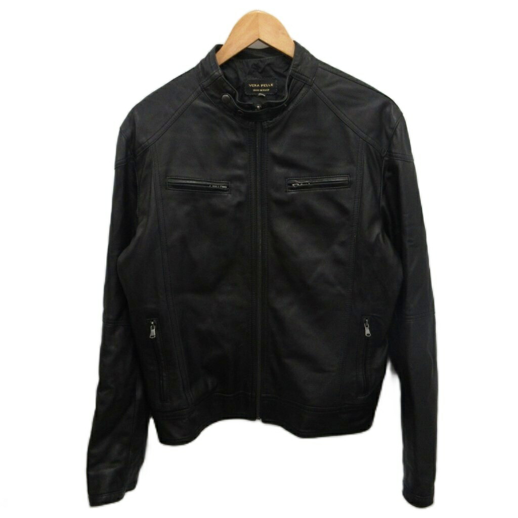 楽天市場】イタリア製 VERA PELLE レザージャケット モード ブラック