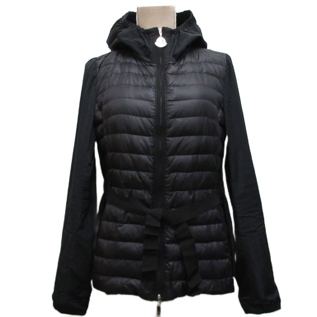 【中古】モンク線路 MONCLER SHARI GIUBBOTTO 落ちこむ上衣 上衣 ボンネット ダブルジップ ロゴジップ うつり変わり 1 黒 黒いこと 310934633900 ☆AA★ レディース 【ベクター 古着】 260302