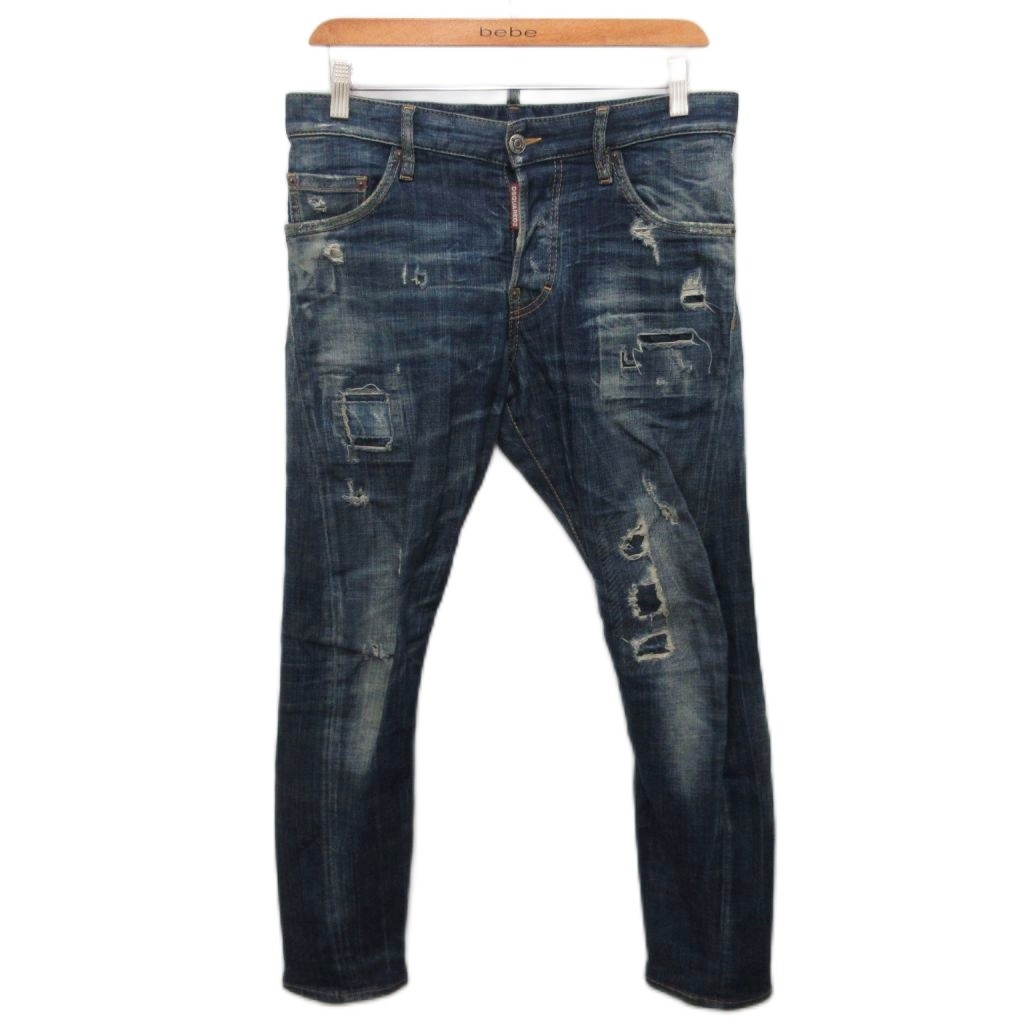 【中古】ディースクエアード DSQUARED2 Sexy twist jean スキニーデニムパンツ ジーンズ ボタンフライ ローライズ スリム 44 インディゴ S71LB0380 ■IBO91 メンズ 【ベクトル 古着】 260312
