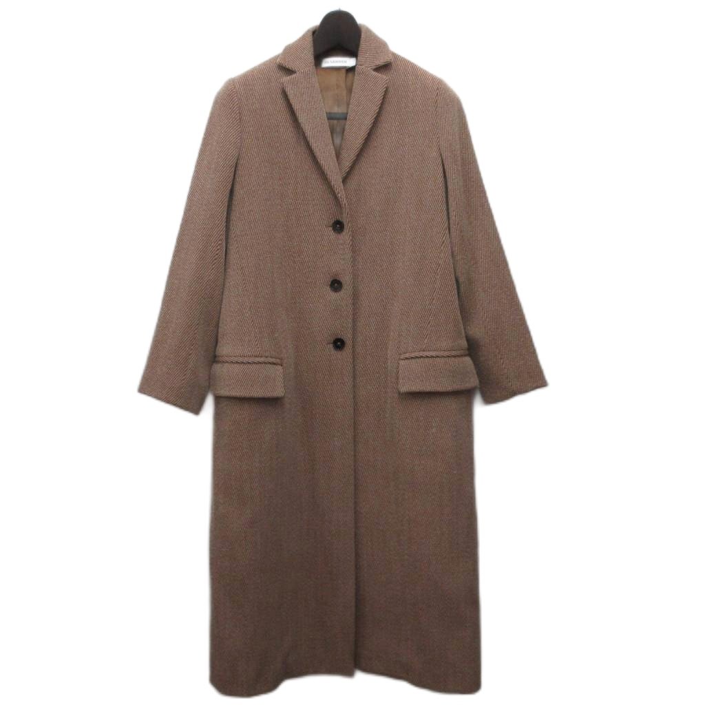 【中古】ジルサンダー JIL SANDER 美品 2018年 チェスターコート ロング丈 マキシ丈 ウール 32 茶 ブラウン JSWN116010 レディース 【ベクトル 古着】 260319