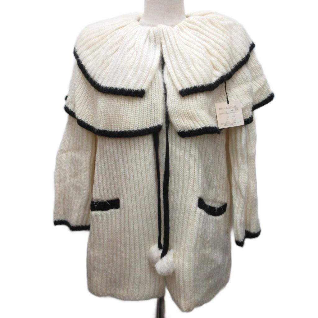 【中古】未使用品 イヴサンローラン YVES SAINT LAURENT タグ付き ニット セーター 長袖 セーラーカラー ローゲージ バイカラー M アイボリー 黒 ブラック ST31-537 レディース 【ベクトル 古着】 260325