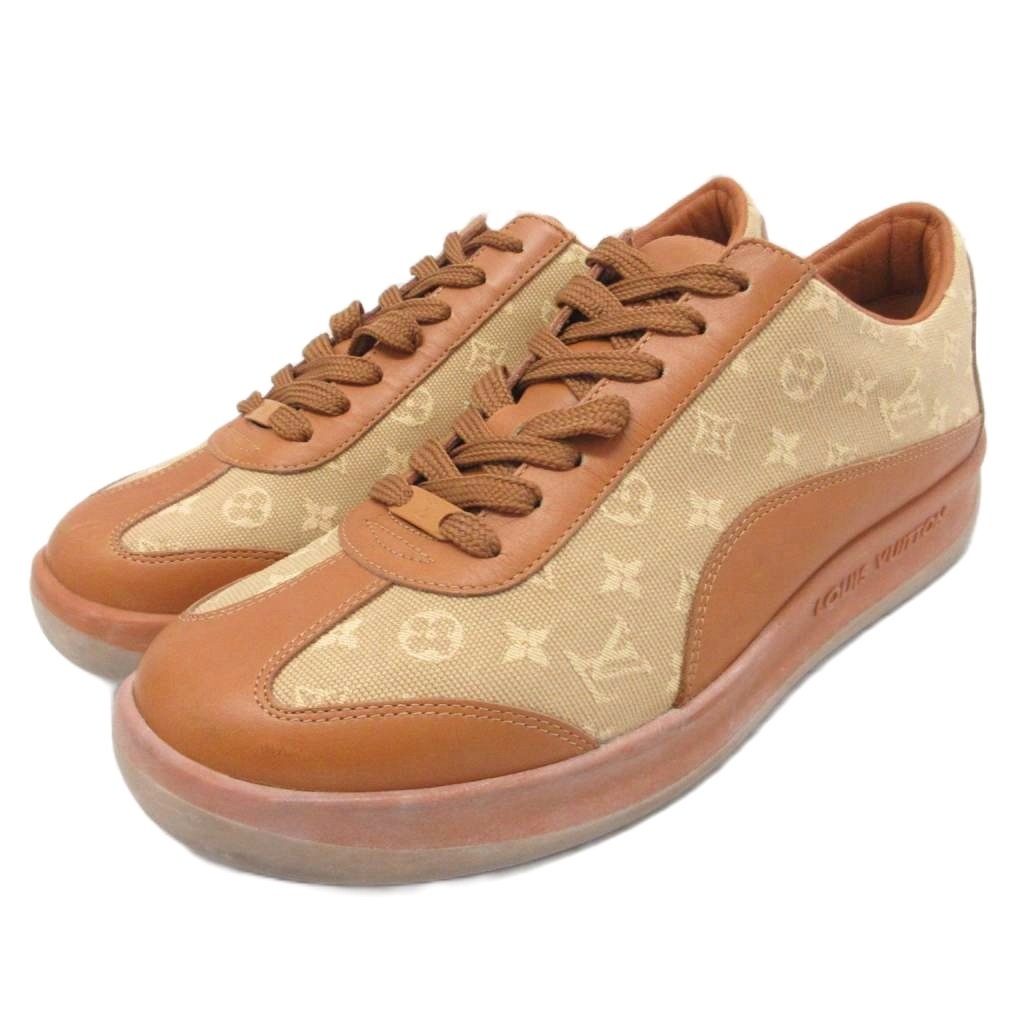 【中古】ルイヴィトン LOUIS VUITTON モノグラム ミニリン スニーカー ローカット シューズ 靴 キャンバス ロゴ 37.5 茶 ブラウン ■IBO100 【ベクトル 古着】 260627｜ブランド古着ベクトルプレミアム店