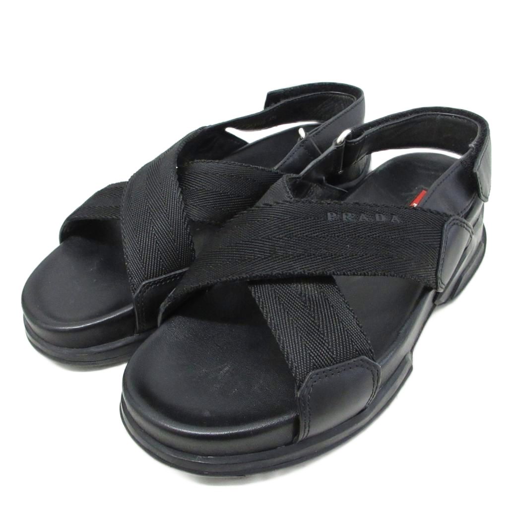【中古】プラダスポーツ PRADA SPORT サンダル ミュール ストラップ 厚底 プラットフォーム 37.5 黒 ブラック ■IBO100 レディース 【ベクトル 古着】 260703｜ブランド古着ベクトルプレミアム店