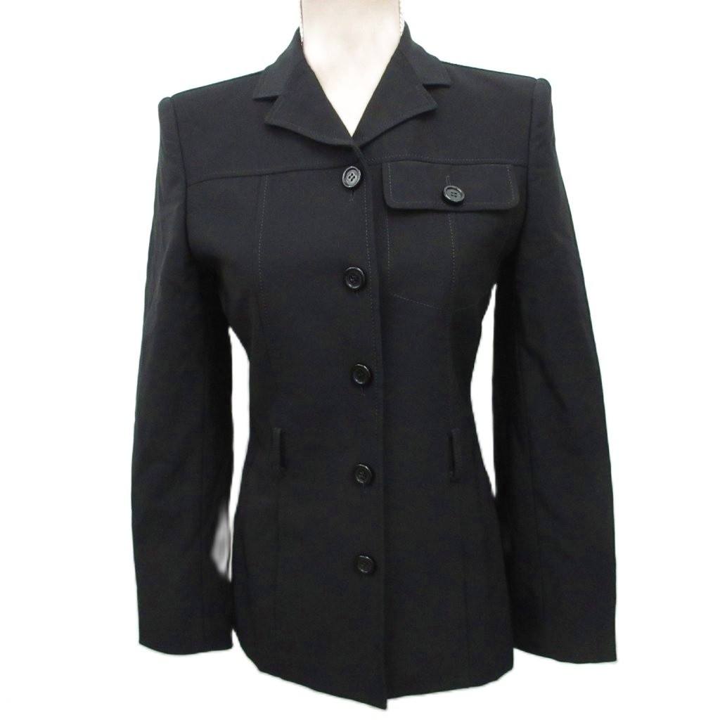 【中古】プラダ PRADA ジャケット ブレザー ブルゾン ステンカラー パワーショルダー 5B 40 黒 ブラック ■IBO90 レディース 【ベクトル 古着】 260629|ブランド古着ベクトルプレミアム店
