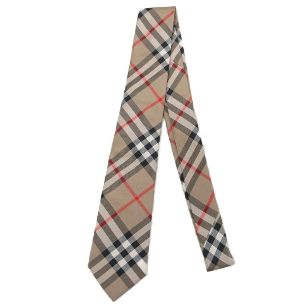 【中古】バーバリー BURBERRY 極美品 近年 ノバチェック ネクタイ レギュラータイ 総柄 絹 シルク100% ベージュ 黒 ブラック 赤 レッド 11108207 ■IBO100 メンズ 【ベクトル 古着】 260710｜ブランド古着ベクトルプレミアム店