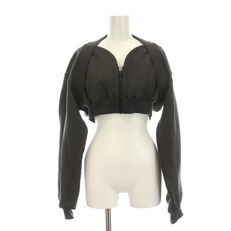 【中古】KISHIDAMIKI キシダミキ cropped sweat zip top クロップドトップス スウェット ジップアップ ショート丈 長袖 F グレー /YM ■GY30 レディース 【ベクトル 古着】 250405｜ブランド古着ベクトルプレミアム店