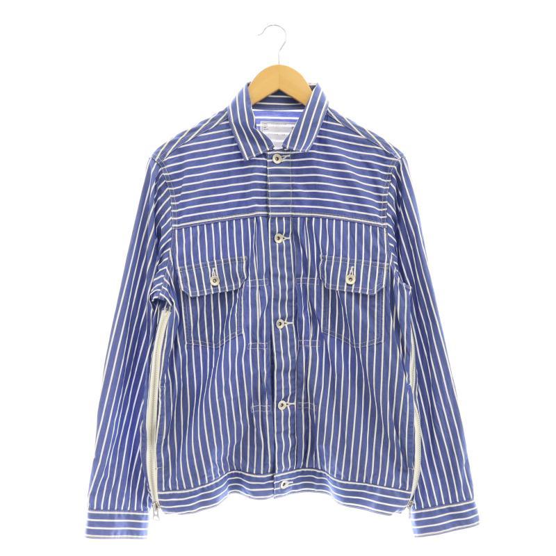 【中古】サカイ sacai ストライプ柄ジャケット 1 ブルー 21-02493 /HK ■OS ■AD メンズ 【ベクトル 古着】 250520