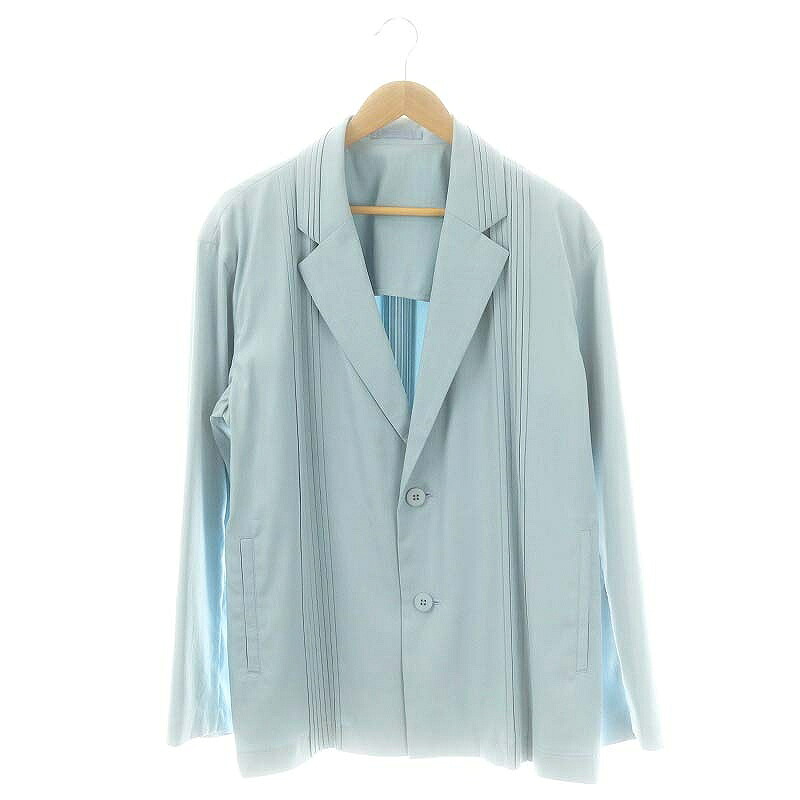 【中古】イッセイミヤケメン ISSEY MIYAKE MEN プリーツジャケット テーラードジャケット シングル 3 ライトブルー LA33FD091 /DF ■OS ■SH メンズ 【ベクトル 古着】 250615