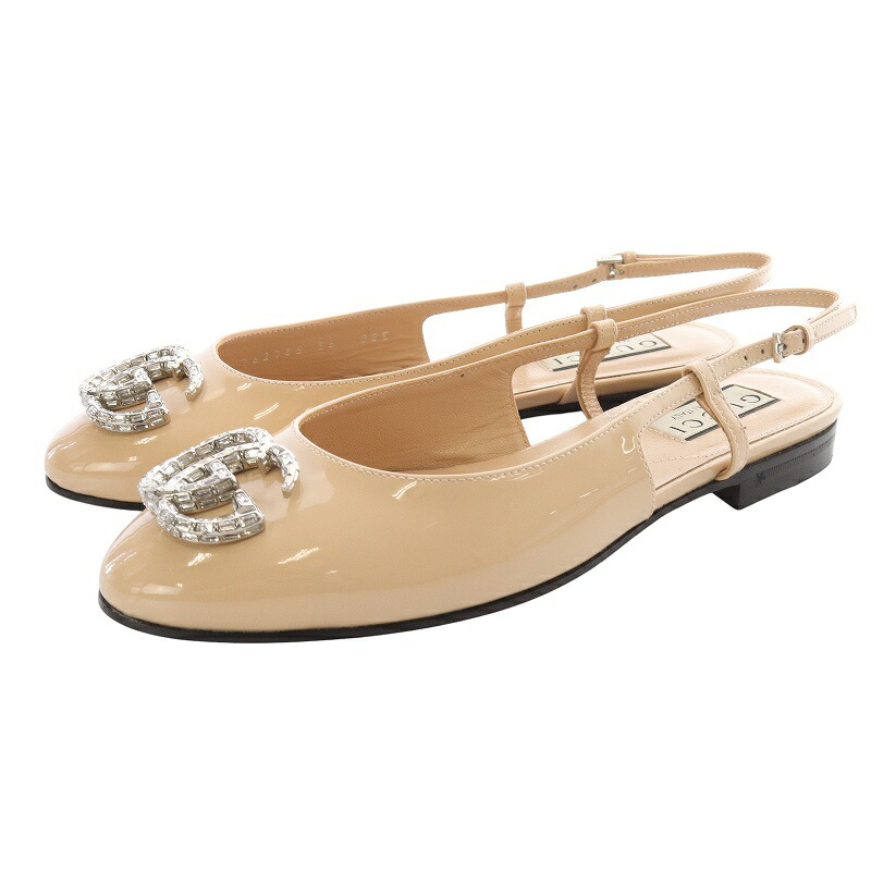 【中古】グッチ GUCCI バックス落とし穴付き添い人 ダブルG行動様式女性バレエダンサー パンプス なめし革 36 さくら色 762765 /SR21 ■S レディース 【ベクター 古着】 250726